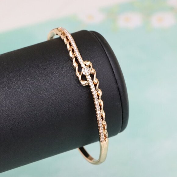 Rose Gold Designer Bangle with Diamond Accent & Twisted Detailing, XPBL0591 - Picture 5 of 12